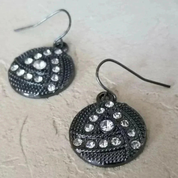 Avant Garde Gunmetal & Crystal Earrings - Picture 2 of 7